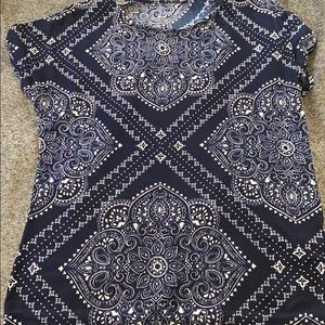 Navy blue and white top